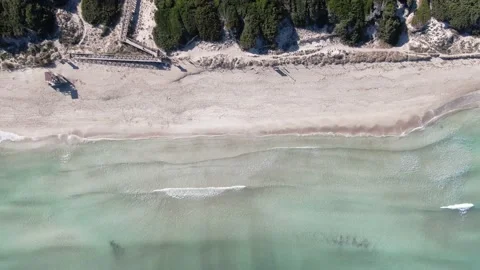Aerial panoramic view of the Playa De Muro  Beach Stock Footage 207707108
