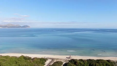 Aerial panoramic view of the Playa De Muro  Beach Stock Footage 207707184