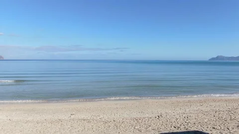 Aerial panoramic view of the Playa De Muro  Beach Stock Footage 207707230
