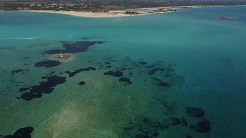 Aerial panoramic view of Pounda beach near Elafonisos island in Greece Stock Footage 144380726
