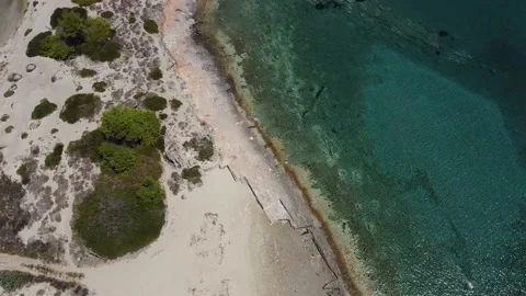 Aerial panoramic view of Pounda beach near Elafonisos island in Greece Stock Footage 144381454
