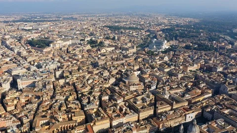 Aerial panoramic view of Rome, historic city center - Italy, Europe panoramas Stock Footage 98063574