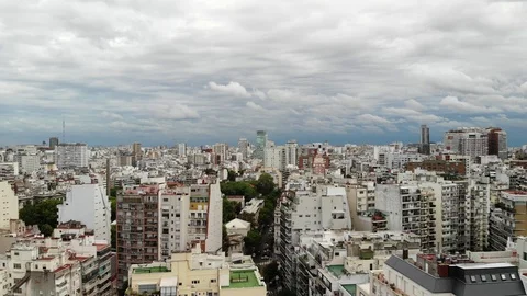 Aerial panoramic view of the rooftops and buildings of Palermo neighborhood in Stock Footage 126514493