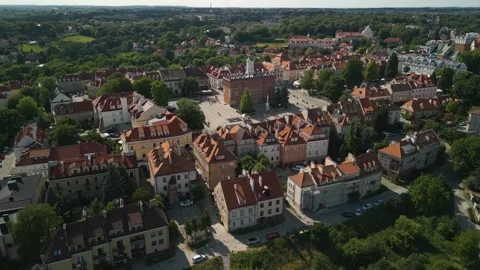 Aerial panoramic view of Sandomierz Old Town in Poland with colorful histor.. Stock Footage 311756864