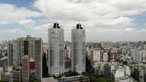 Aerial panoramic view of the skyline around Las Heras Park in Palermo, Buenos Stock Footage 126513425
