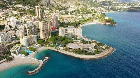 Aerial panoramic view of skyline of Monte Carlo, landscape of Monaco, Europe Stock-Footage 95911828