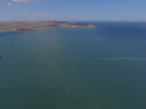 Aerial panoramic view of strait between Russian mainland and Cimea 動画素材 81142411