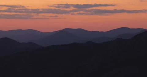 Aerial panoramic view of sunset over mountain hills Stock Footage 139767894