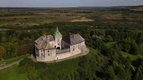 Aerial panoramic view of the surviving medieval rectangular fort Zolochiv Castle 스톡 동영상 211875926