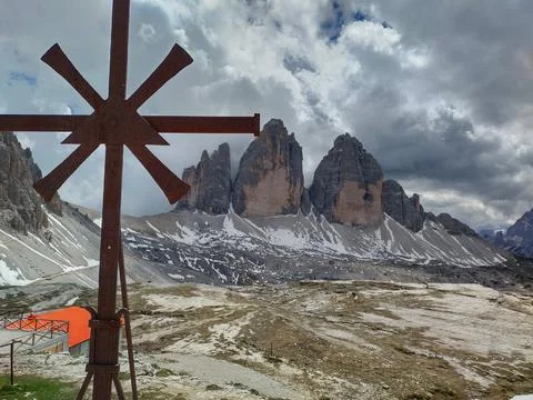 Aerial panoramic view of Tre Cime di Lavaredo Stock Photos