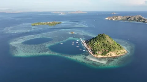 Aerial panoramic view of tropical islands in East Nusa Tenggara indoensia Stock Footage 267376105