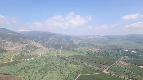 Aerial panoramic view of Upper Jordan Valley near Dan Reserve. DJI-0005-04 스톡 동영상 123383696