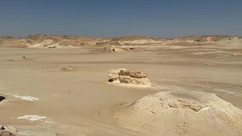 Aerial panoramic view of vast desert landscape with eroded rock formations Stock Footage 340867922
