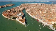 Aerial Panoramic View Of Venice, Santa Maria Della Salute Church, Italy Stock Footage