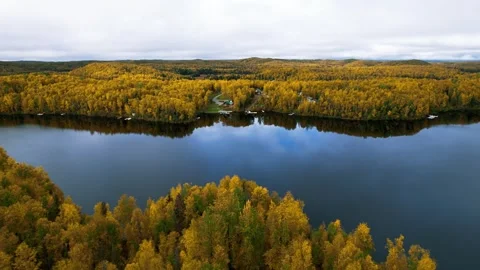 Aerial panoramic view of Willow Creek State recreation area in Alaska. Stock Footage 285993818