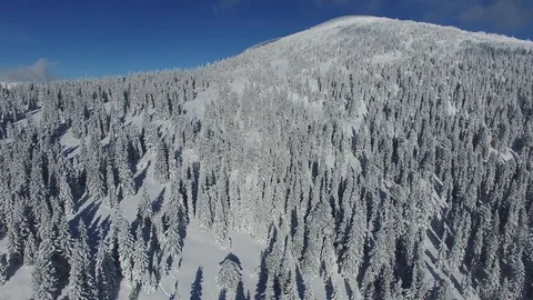 Aerial panoramic view in the winter mountains Stock Footage 74259271