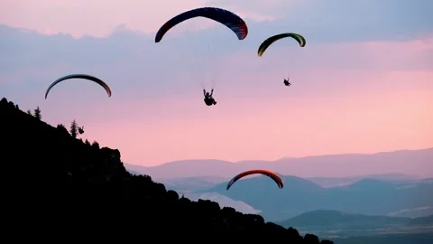 Aerial Paragliders in Flight Stock Footage 310752087