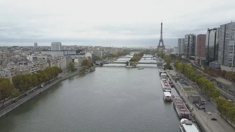 Aerial of Paris, Flying back from Eiffel Tower Stock-Footage 86201732