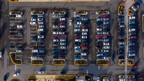 Aerial parking lot time lapse Stock Footage