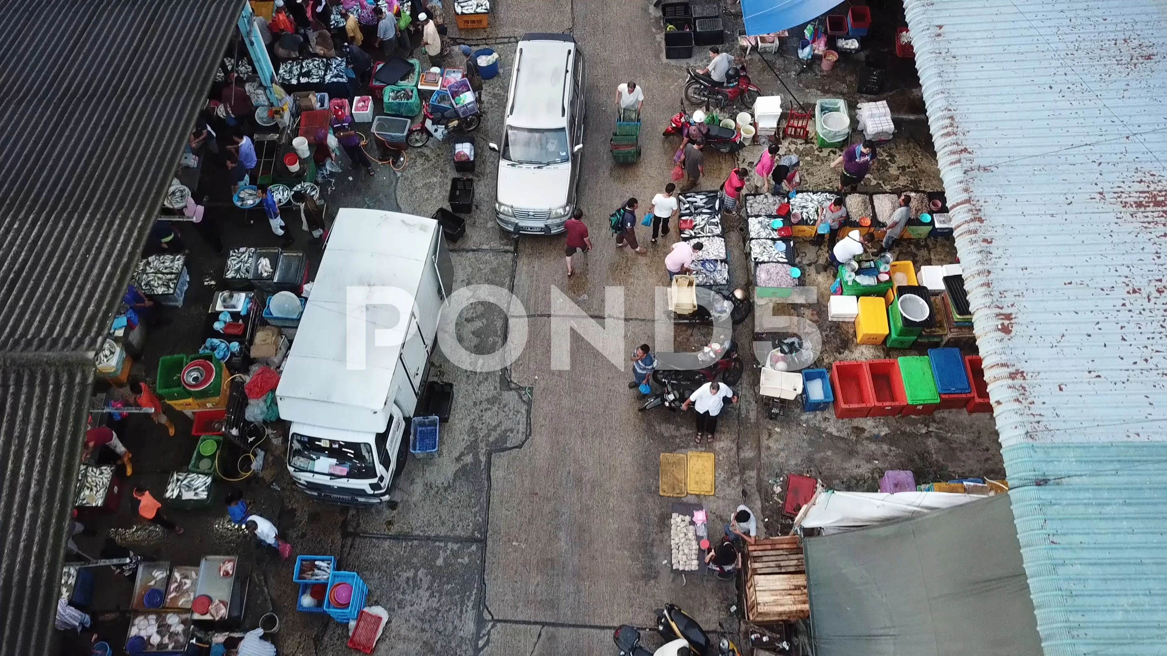 Aerial Pasar Pagi Market At Jalan Bunga Stock Video Pond5