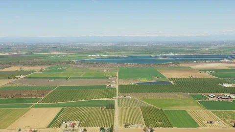Aerial of patchwork crops scenery fresh produce USA Stock Footage 91545632