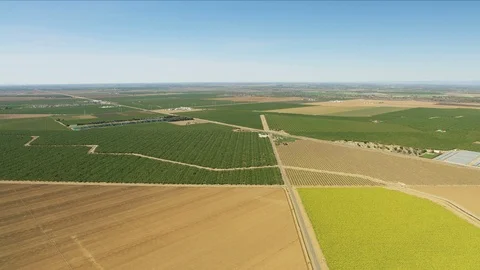 Aerial of patchwork crops scenery fresh produce USA Stock Footage 91546186