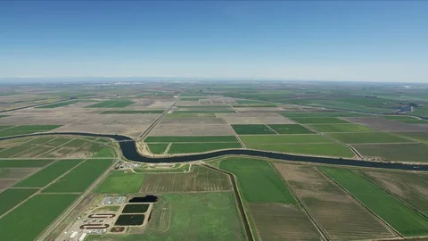 Aerial of patchwork fields farm land San Francisco Stock-Footage 91544655