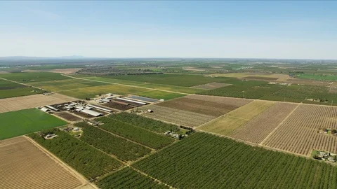 Aerial of patchwork fields farm land San Francisco Stock-Footage 91546218
