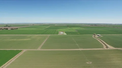 Aerial of patchwork organic crops fields San Francisco Stock-Footage 91544745