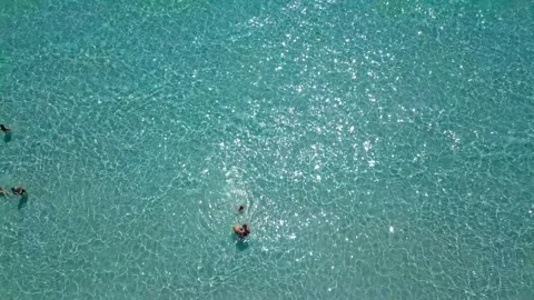 Aerial People at Beach Stock Footage 132895321