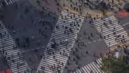 Aerial People Shibuya Scramble Crossing Intersection Tokyo Stock Footage