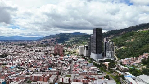 Aerial Perspective of Bogotá's Urban Development with Dense Clouds Stock-Footage 336560350