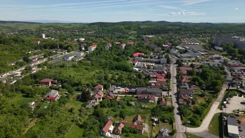 An aerial perspective captures a developing suburban area with residential Видео 336635077