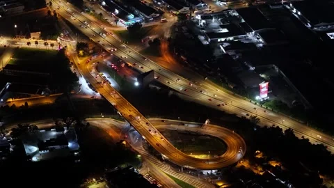 Aerial perspective captures Gombak district at night Video stock 329367165