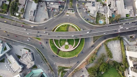 Aerial perspective of city intersection and flow Stock Footage 337790839