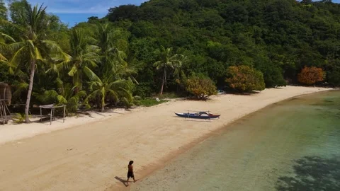 Aerial perspective of Coco Beach, showcasing its tranquil beauty and vibrant Stock Footage 295914198