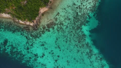 Aerial perspective of Coco Beach, showcasing its tranquil beauty and vibrant Stock Footage 295915128