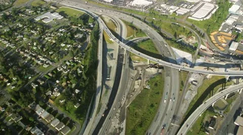 Aerial Perspective of Interstate Intersection at Large Bend Stock Footage 11340725