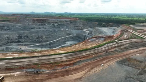 Aerial perspective of a large gold mining site. Stock-Footage 342101729