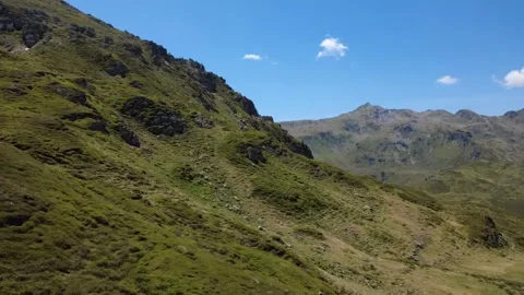Aerial Perspective of Lush Green Slopes in the Majestic Austrian Alps Durin.. Stock Footage 314843028