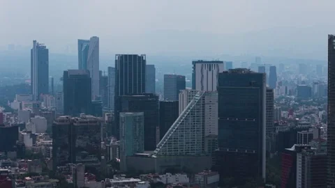 Aerial perspective of the Paseo de la Reforma skyline, Mexico Stock Footage 315079357