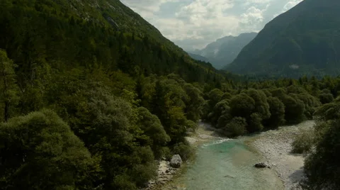 Aerial perspective of river Soca valley Stock-Footage 44940293