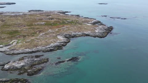 Aerial perspective of a rugged coastal landscape Stock-Footage 253505553