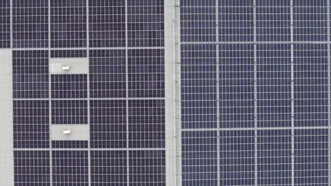 Aerial perspective showcasing a modern solar panel array Video stock 329355094