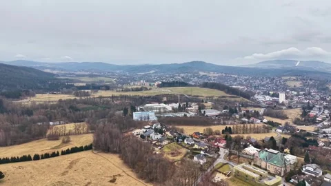 Aerial Perspective Showcasing School Complex Surrounded By Natural Open Spaces Stock Footage 342399891