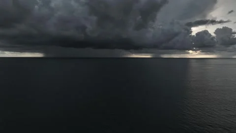 The aerial perspective shows an epic rainstorm. Video stock 307774875