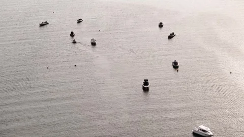 An aerial perspective shows many different boats and small vessels Stock Footage 330719293