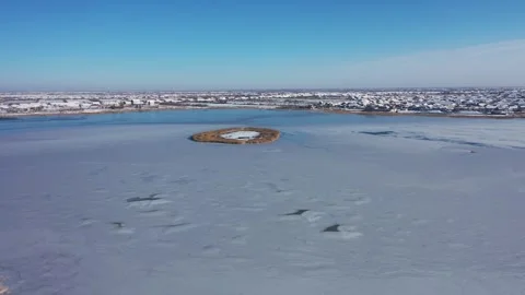Aerial Perspective of Snow-Dusted Clay Architecture in Khiva 2 Stock Footage 345817031