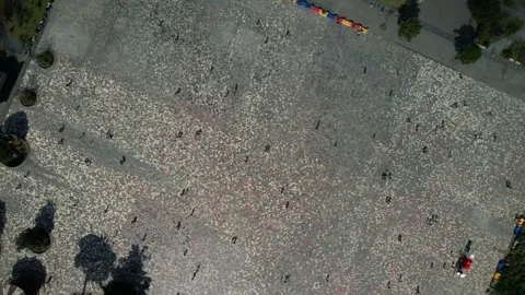 Aerial Perspective of Tirana's Main Square, Buzzing with Activity as Stock Footage 267956148