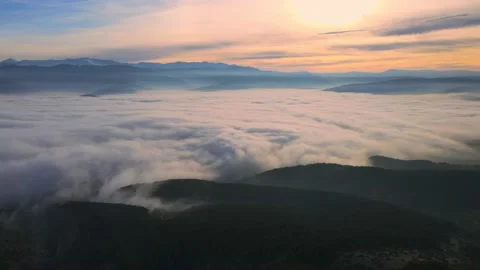 Aerial perspective view of flying over clouds clouds. Stock Footage 145399313